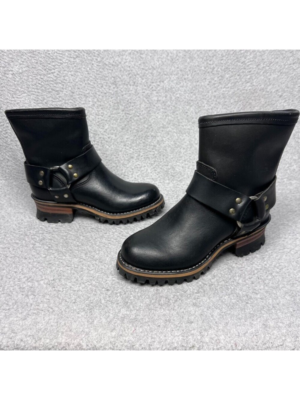 Durango RD5260 Black Leather Harness Moto Boots 5 M Biker Lug Sole Ankle Booties